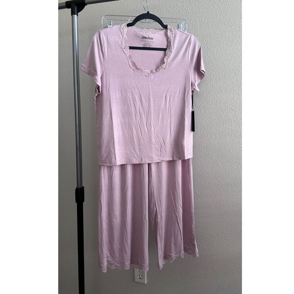 Neiman Marcus TENCEL Modal Lace Trim Pajama Set Mauve Pink Size S NWT